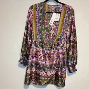 Zara Multicolor Boho Floral Wrap Mini Dress NWT